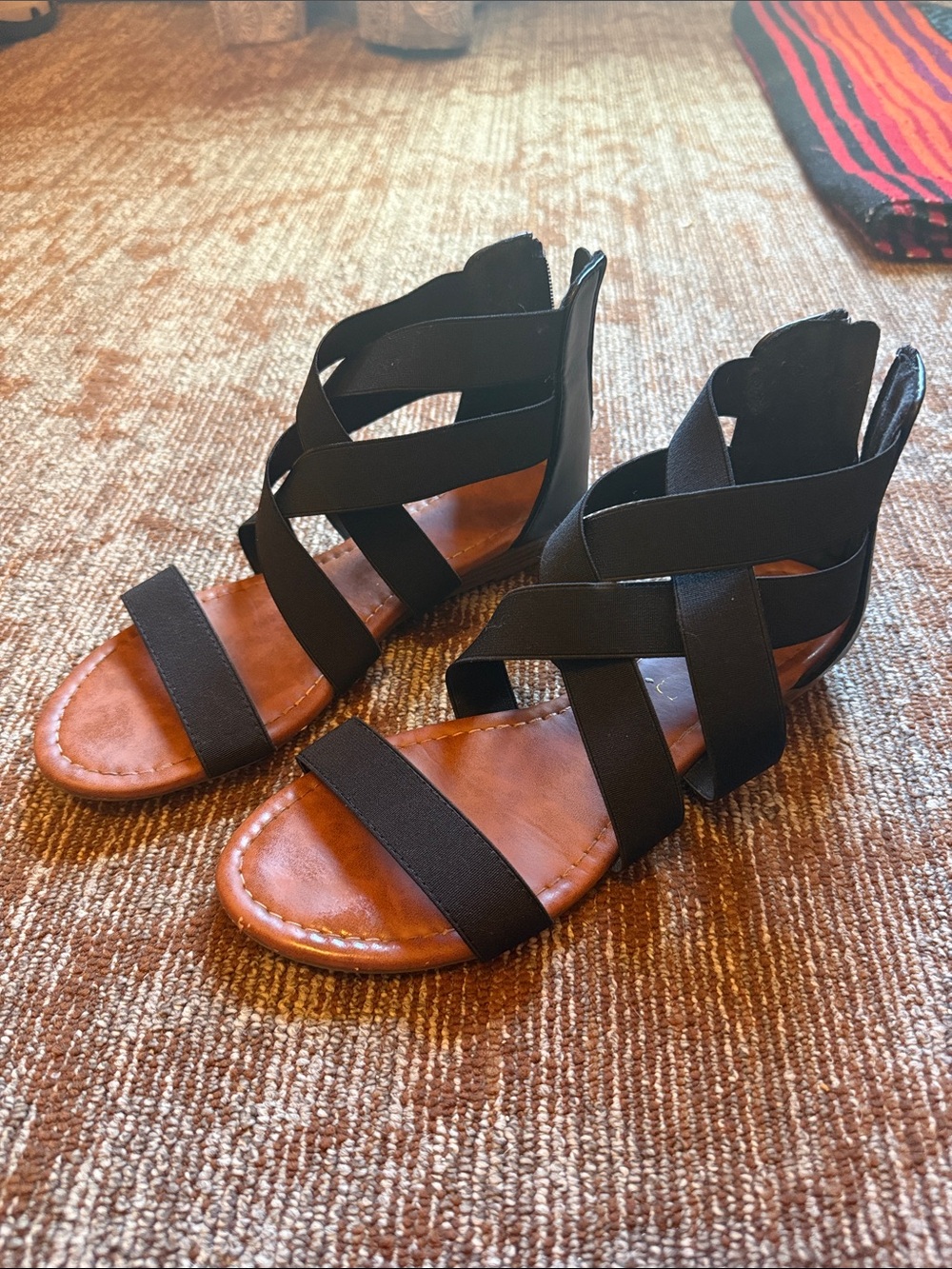 Dream Pairs Black Strappy Elastic Gladiator Sandals